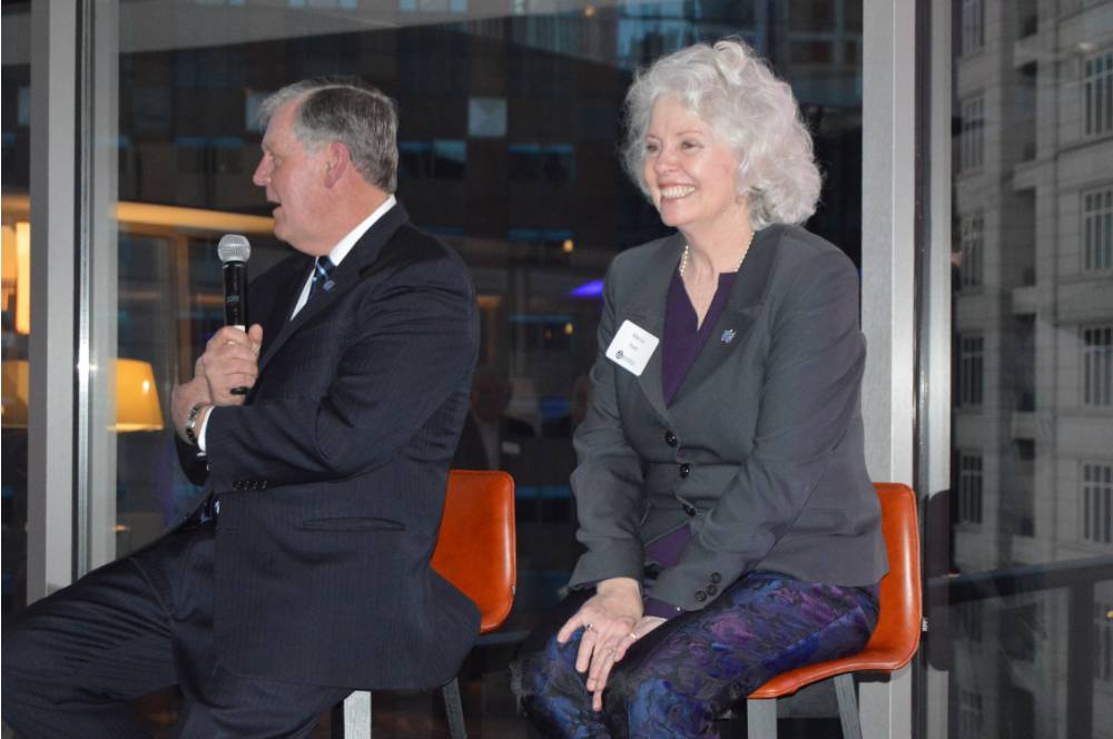 T.Haas and Marcia Haas speak at the Chicago Alumni Reception